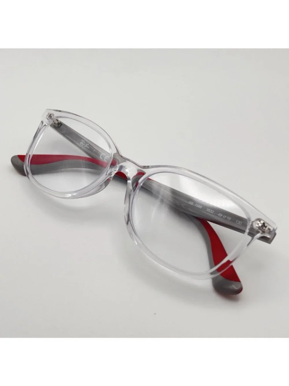 Ray Ban RB 1586 3832 Junior Youth Eyeglass Frames Clear Red Gray 49-16-130 Case